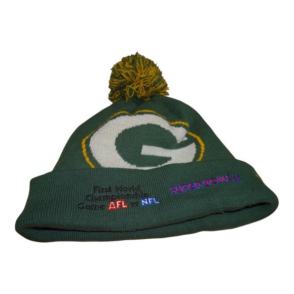 Green Bay Packers Super Bowl XXXI XXXII Knit Beanie Pom Pom NFL Hat OSFM - Picture 3 of 10